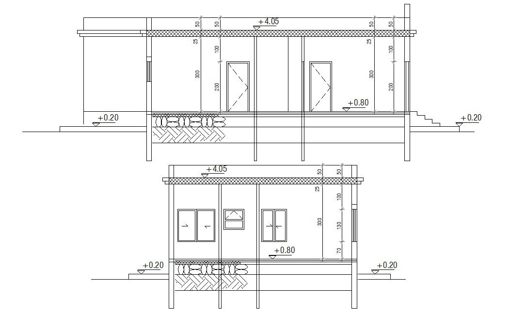 Single Storey House Section Drawing DWG File