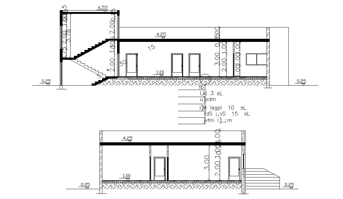 Single Storey House Section Drawing Free DWG File