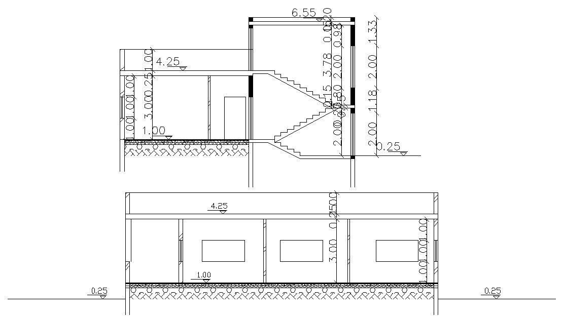 Single Story Bungalow Sectional Drawing Download