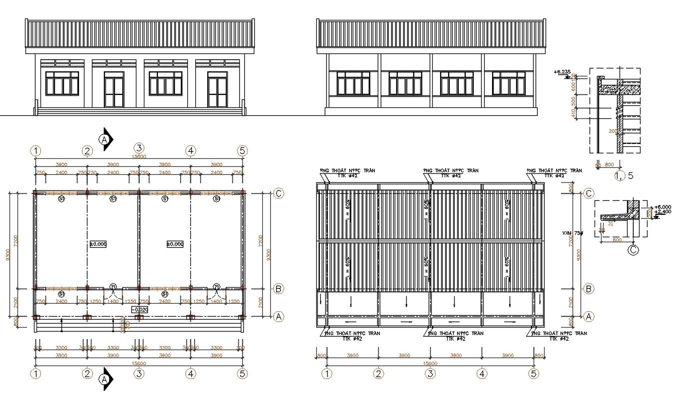 Single Story House Plan DWG File
