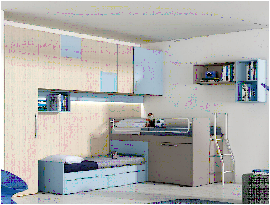 Single bedroom design with interior view dwg file