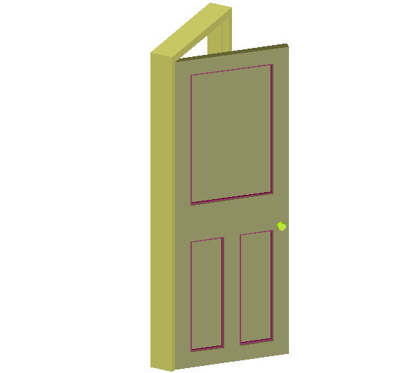 Single door design view on 3d view dwg file