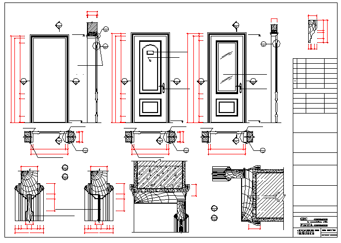 Single door installation details with door elevation dwg file