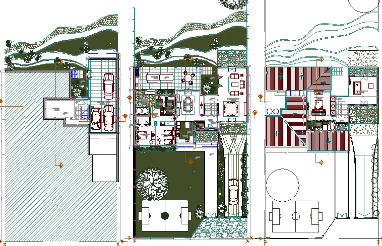 Single family bungalow architecture project dwg file