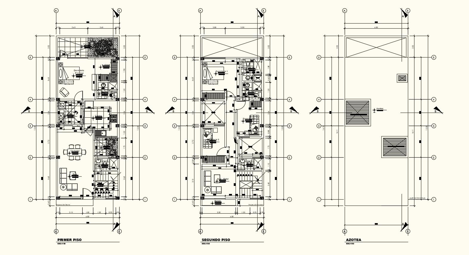 Single family home floor plan with architecture view dwg file