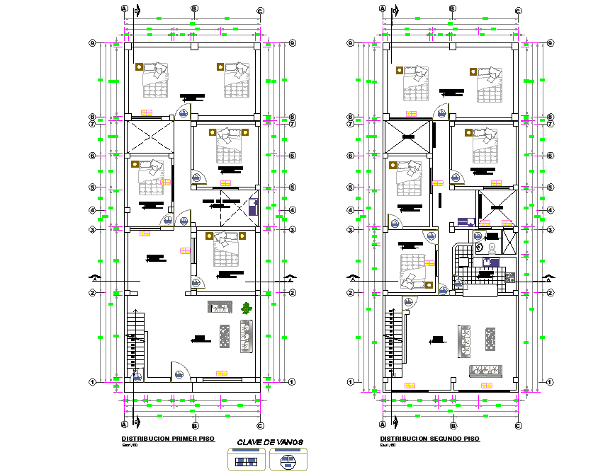 Single family house 3 floors detail autocad file