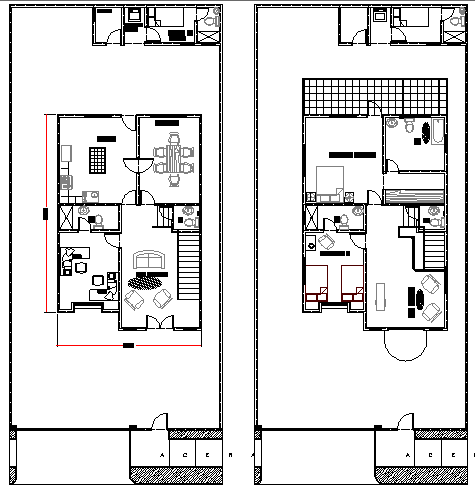 Single family house architecture layout plan details dwg file