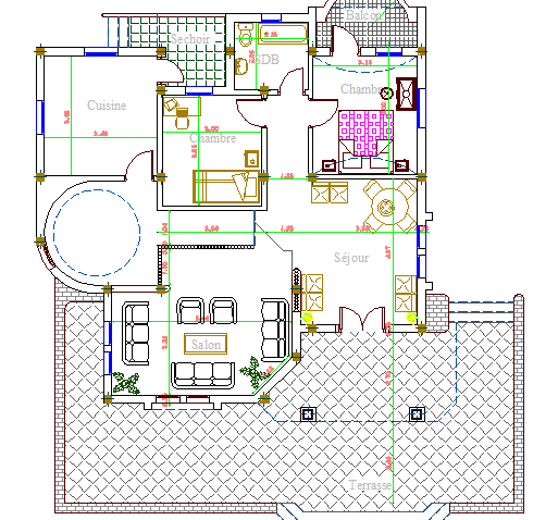Single family house architecture layout plan details dwg file
