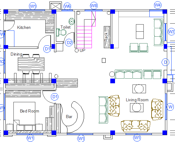 Single family house architecture layout plan details dwg file