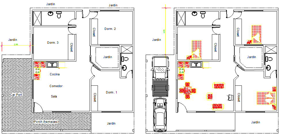 Single family house architecture layout plan details dwg file