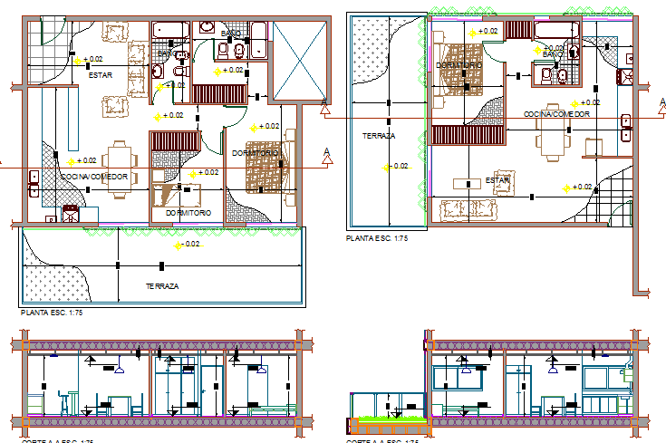 Single family house architecture layout with section details dwg fie