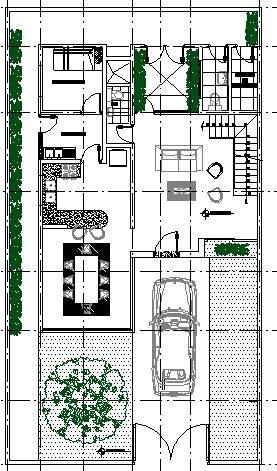 Single family house architecture project dwg file