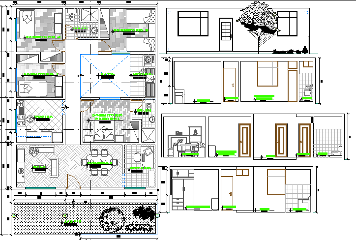 Single family house architecture project dwg file