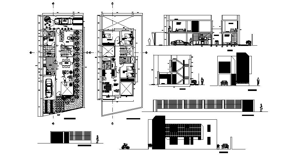 Single Family House Design Section Elevation In AutoCAD File