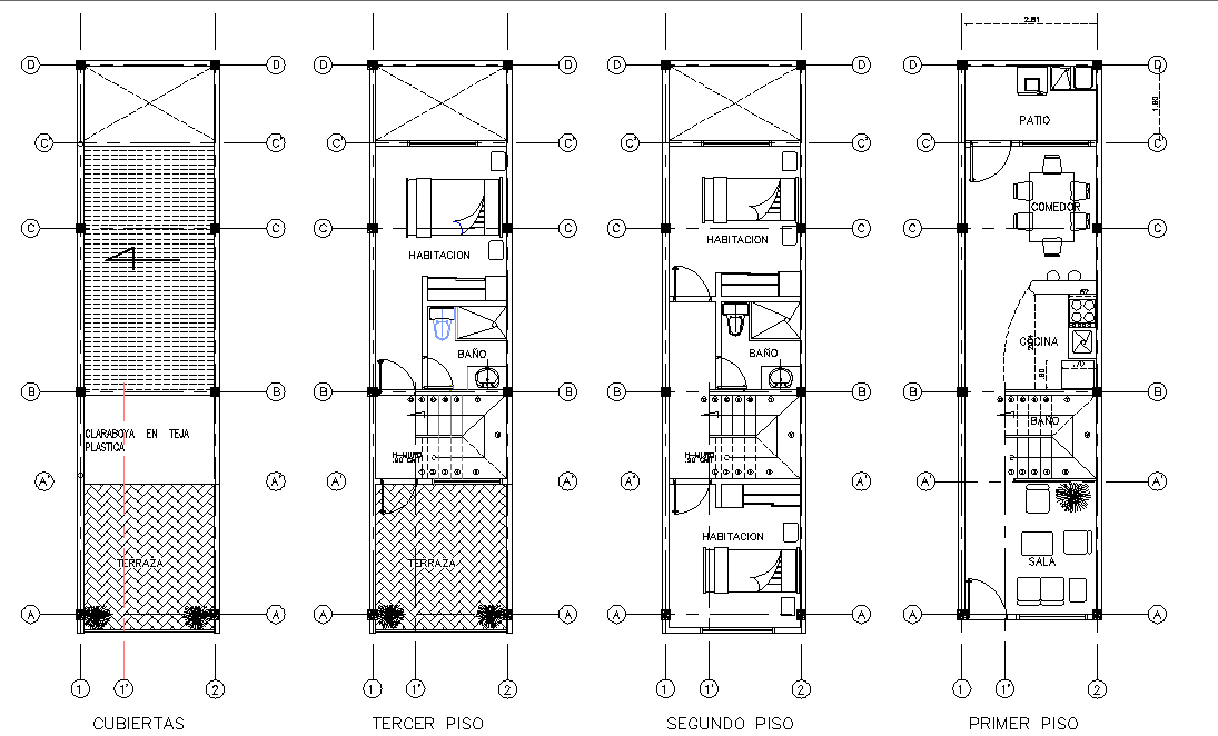 Single family house plan autocad file