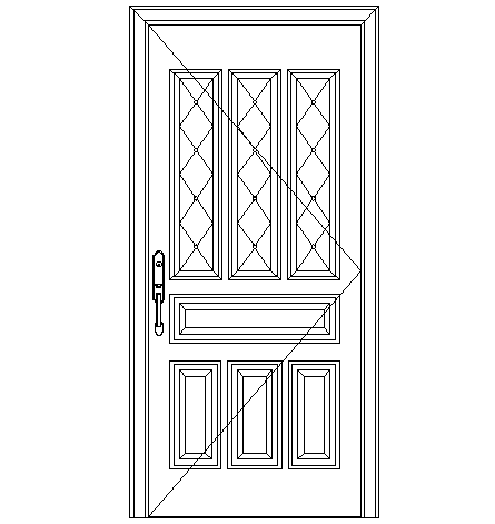 Single grid door elevation cad design block dwg file