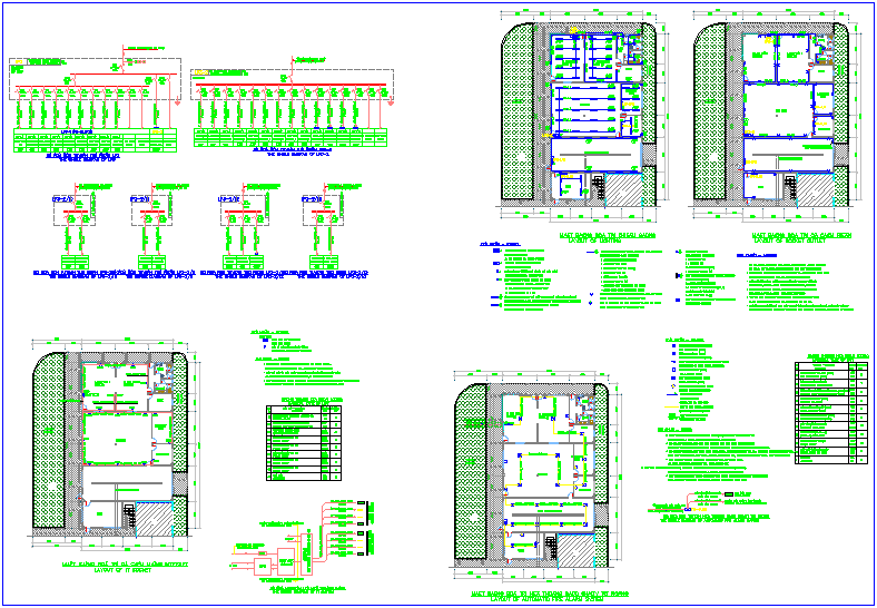 Single line diagram of electric power and control system dwg file