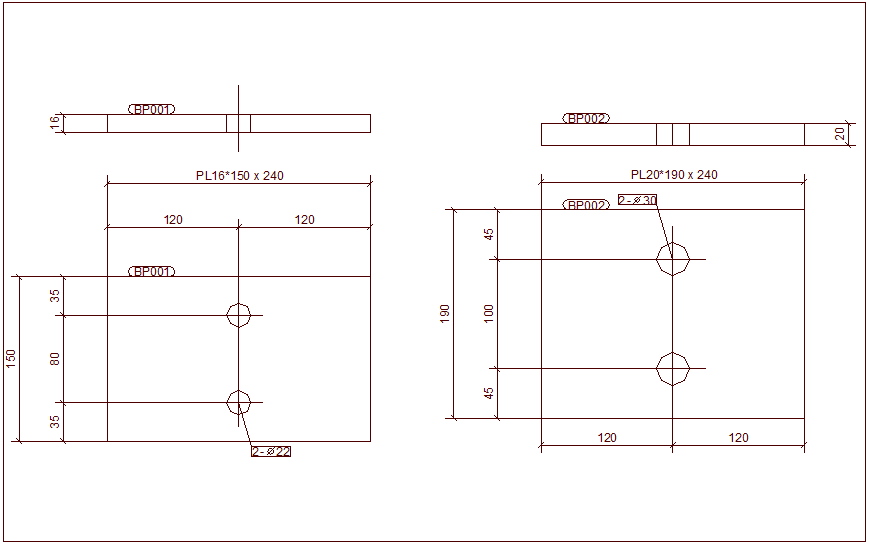 Single part drawing view for structural design dwg file