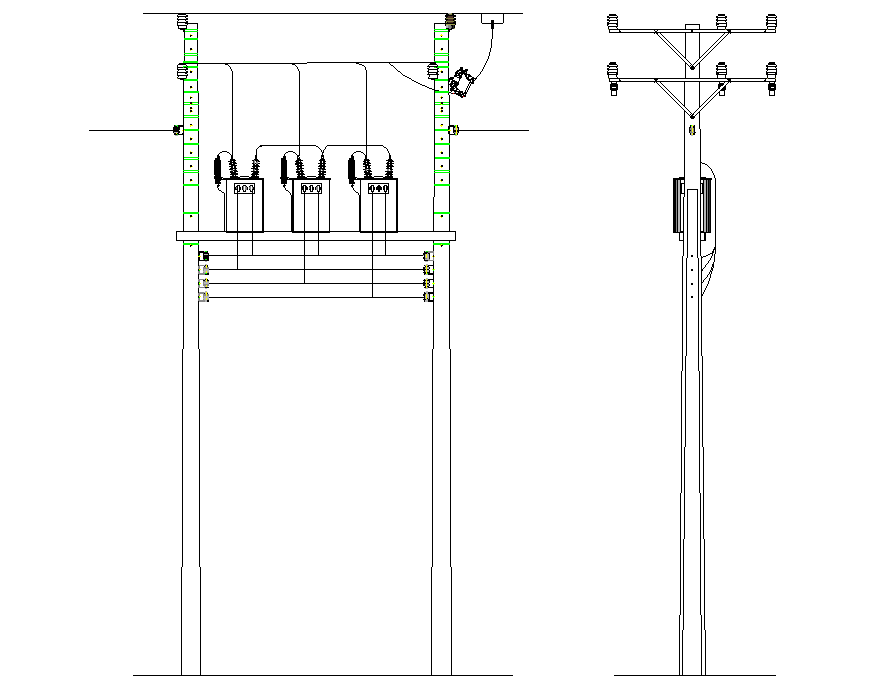 Single phase transformers bank layout file