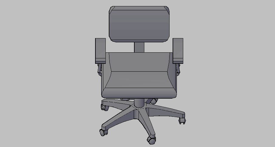 Single revolving office chair 3d block cad drawing details dwg file