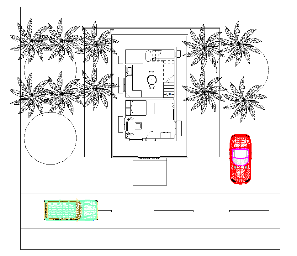 Single room housing structure detail plan 2d view layout autocad file