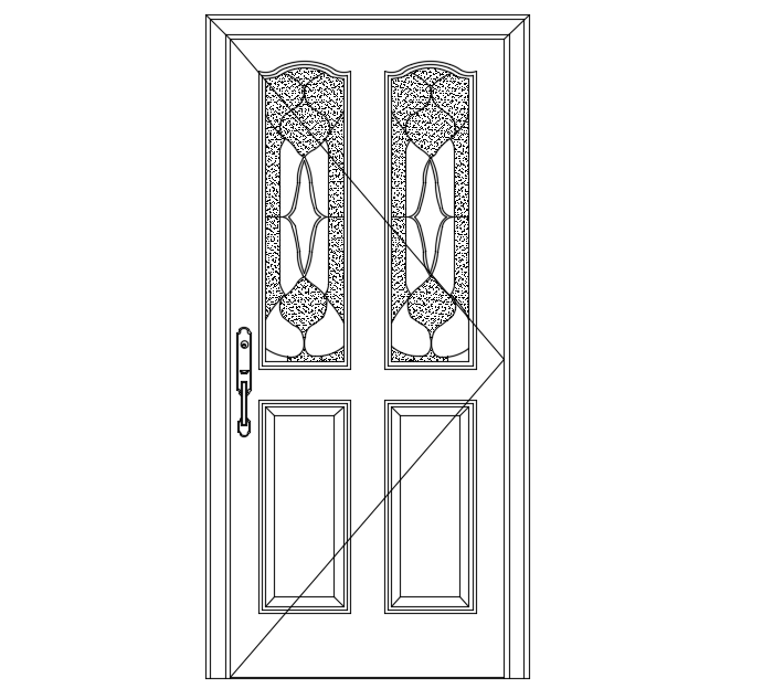 Single sanding door block view with furniture view dwg file
