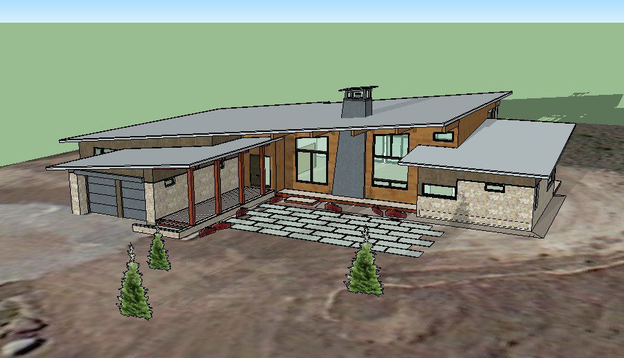 Single story beautiful house 3d model cad drawing details skp file