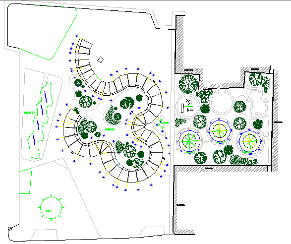 Single story market landscaping details dwg file