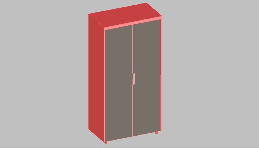 Single wardrobe 3d elevation block cad drawing details dwg file