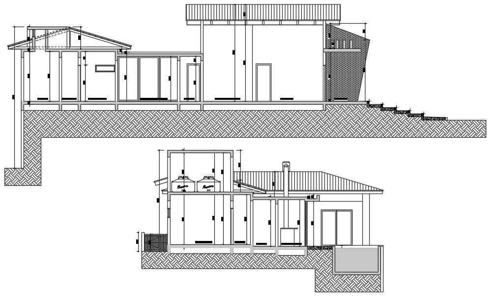 Single Storey House Building Section Drawing Free Download DWG File