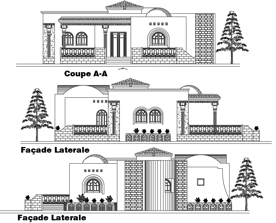 Single Storey House Elevation Design Download DWG FIle