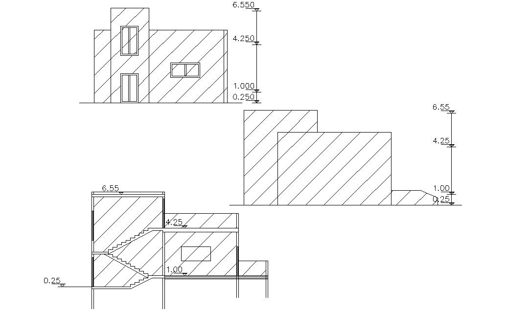Single Storey House Elevation and Sectional CAD File