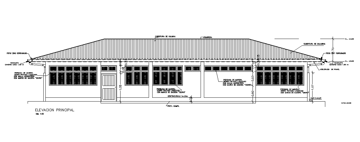 Single Storey House Front Elevation Design Download DWG File