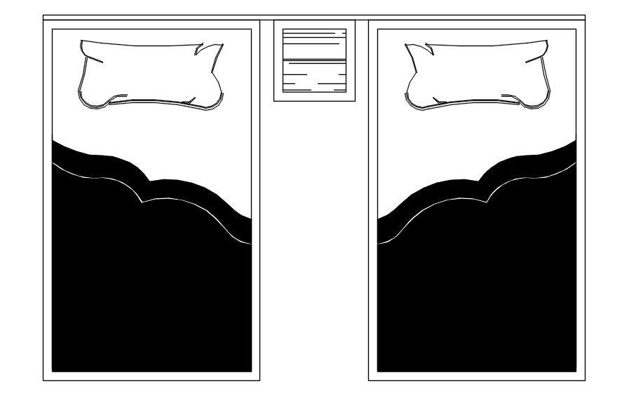 Single beds CAD blocks in AutoCAD 2D drawing, CAD file, dwg file