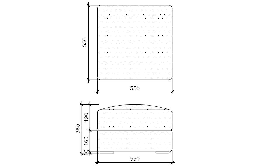 Single Seater Sofa with Dimensions in AutoCAD Drawing