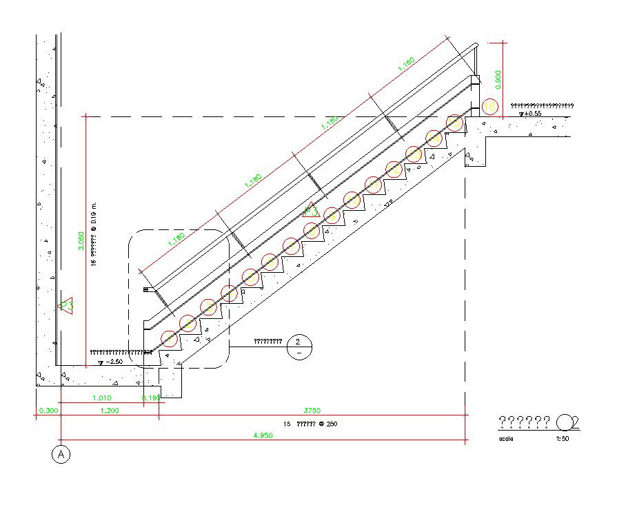 Single staircase sectional detailed drawings are given in this AutoCAD drawing file.Download the AutoCAD file now.