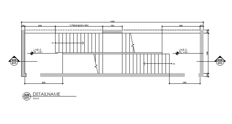 Single staircase section details are given in this AutoCAD DWG Drawing File.Download the AutoCAD file now.