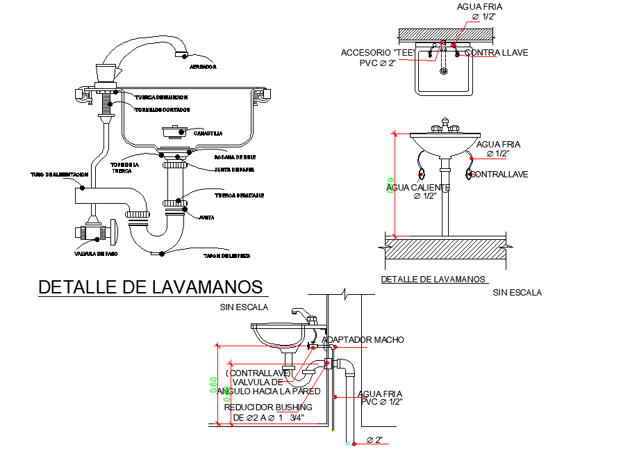 Sink elevation and section detail layout file