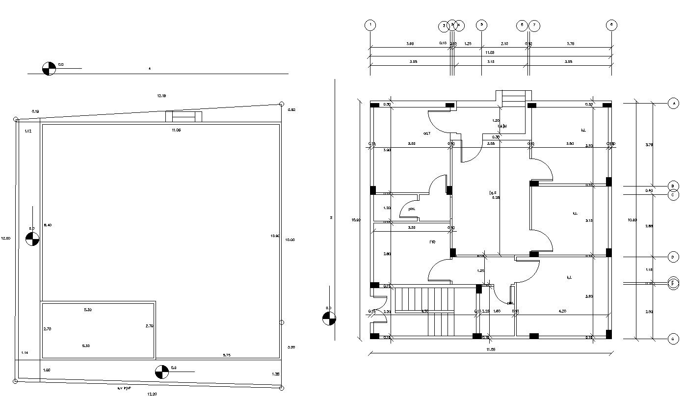 Site And Building Marking With Bungalow design AutoCAD Drawing