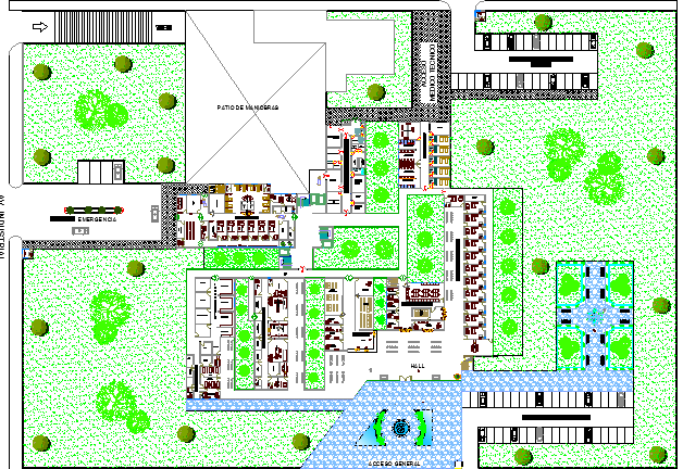 Site Plan and Landscaping of Multi-Flooring Private Hospital dwg file