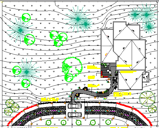 Site Plan and Landscaping of Stage House Project dwg file