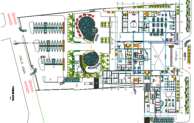 Site Plan and Landscaping of Three Star Hotel Project dwg file