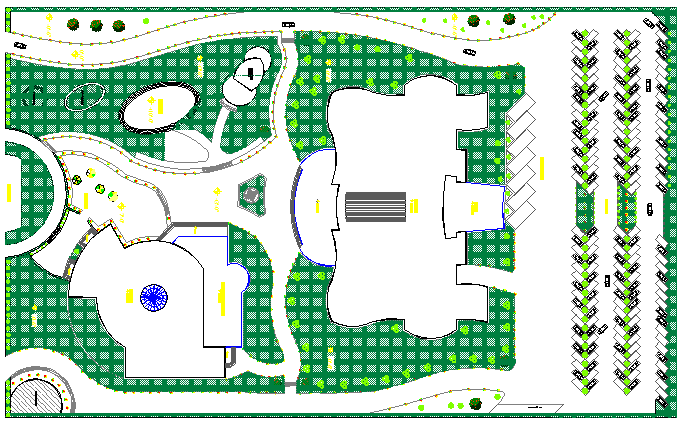 Site Plan of City Library Design and Architecture Plan dwg file