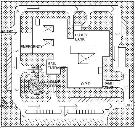 Site Plan of Multi-Flooring Private Hospital dwg file