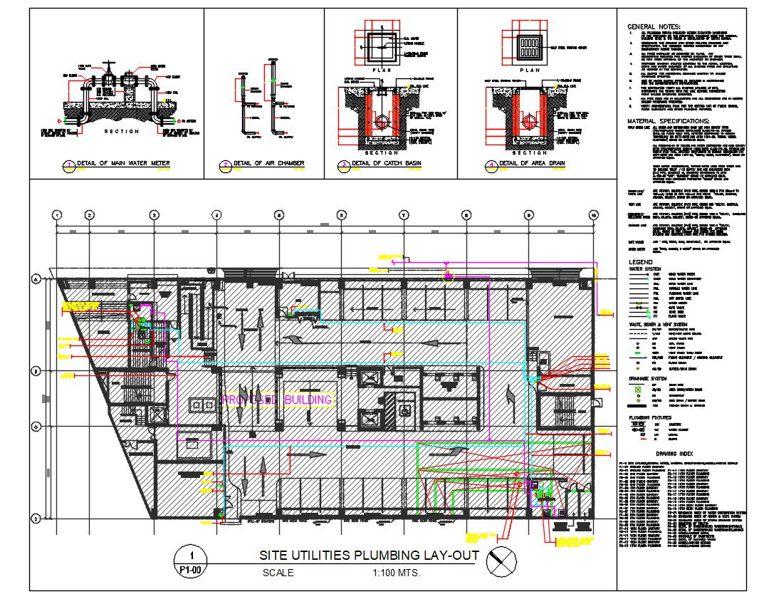 Site Utilities Plumbing Lay-out DWG File