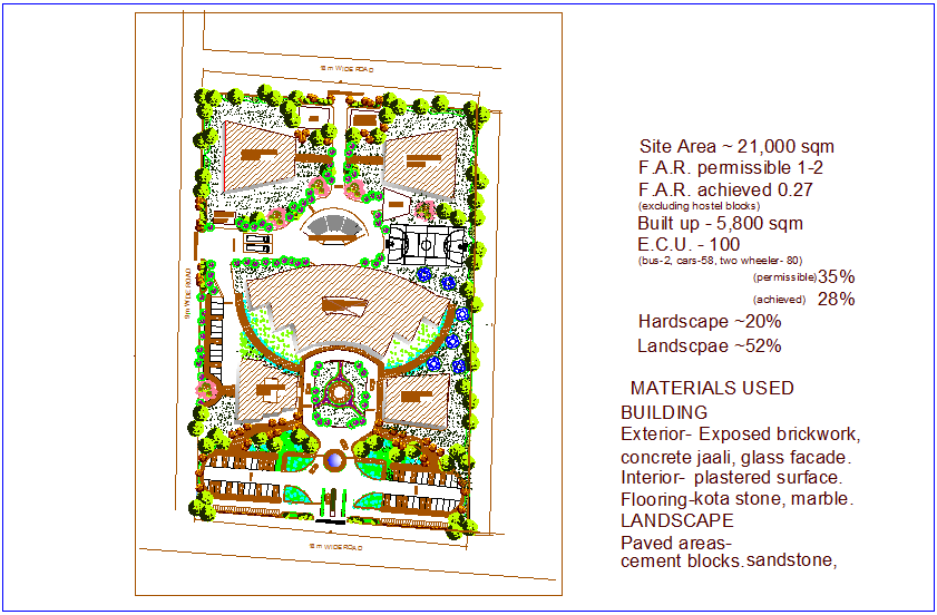 Site area design view of collage with with description dwg file