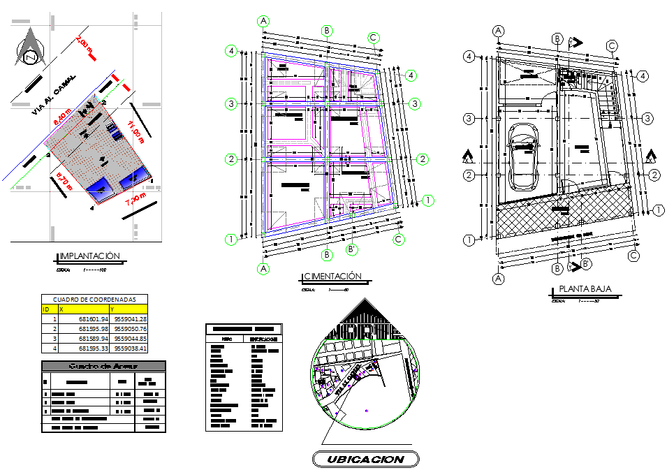 Site plan and foundation plan detail dwg file