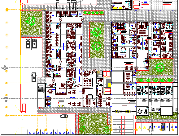Site plan and landscaping of Maternity and child care clinic dwg file
