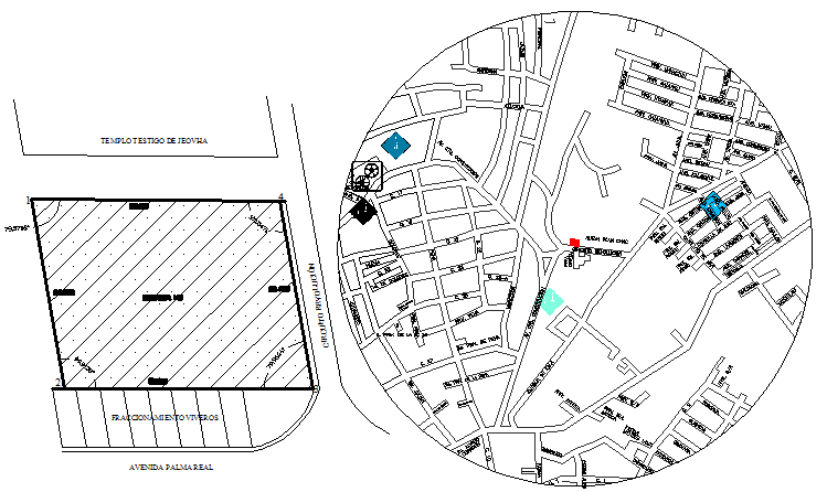 Site plan and location map of shopping center dwg file