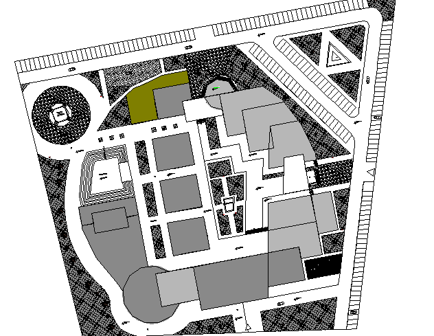 Site plan detailed view of city cultural center dwg file